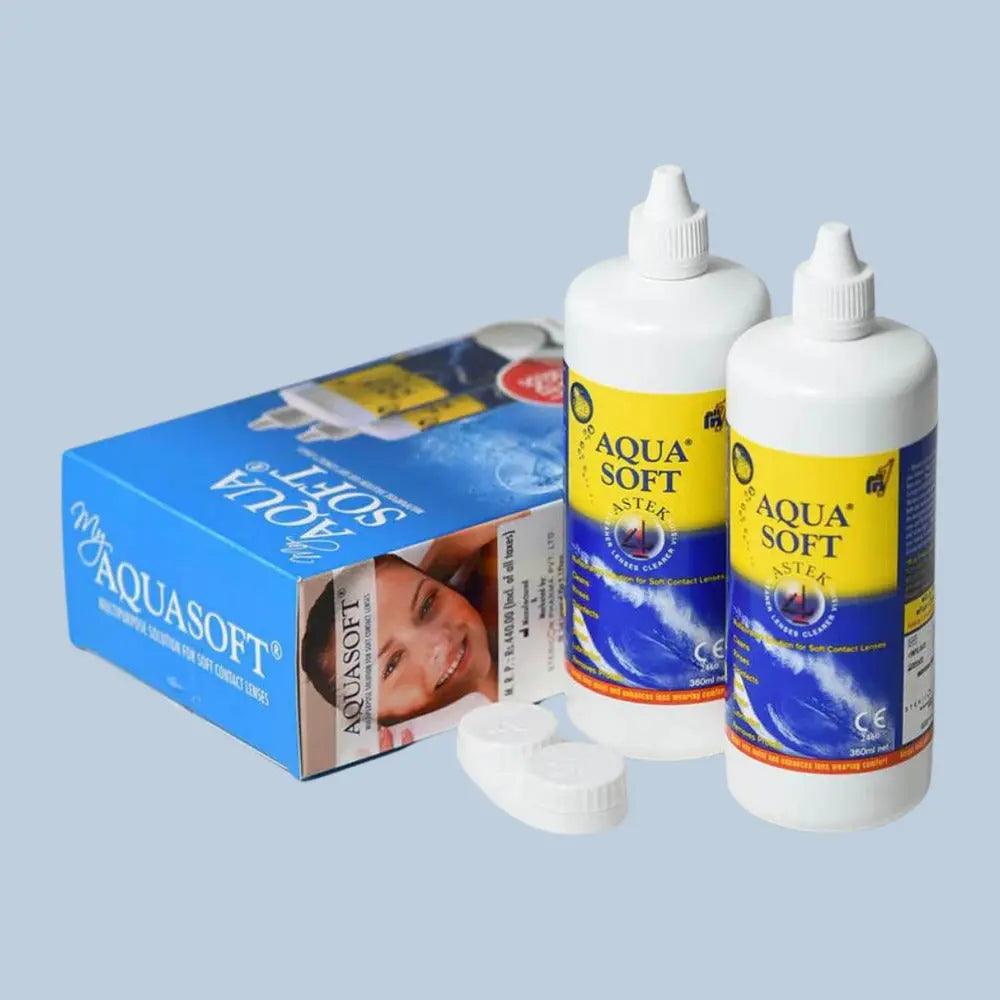 AQUASOFT COMBO PACK 360ML+360ML MULTIPURPOSE SOLUTION FOR SOFT CONTACT LENS 720 ML - Lensexpert