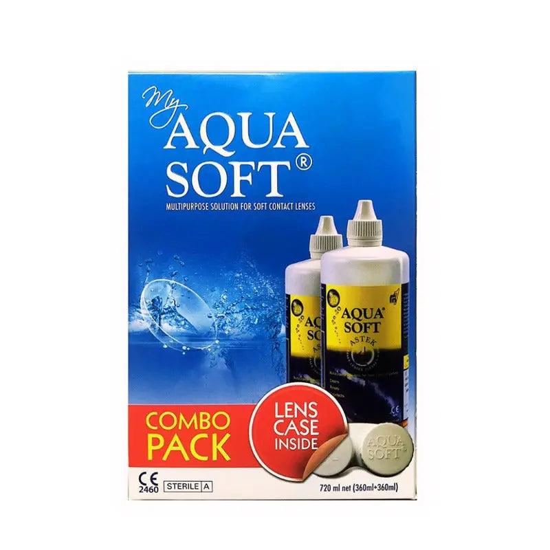 AQUASOFT COMBO PACK 360ML+360ML MULTIPURPOSE SOLUTION FOR SOFT CONTACT LENS 720 ML - Lensexpert