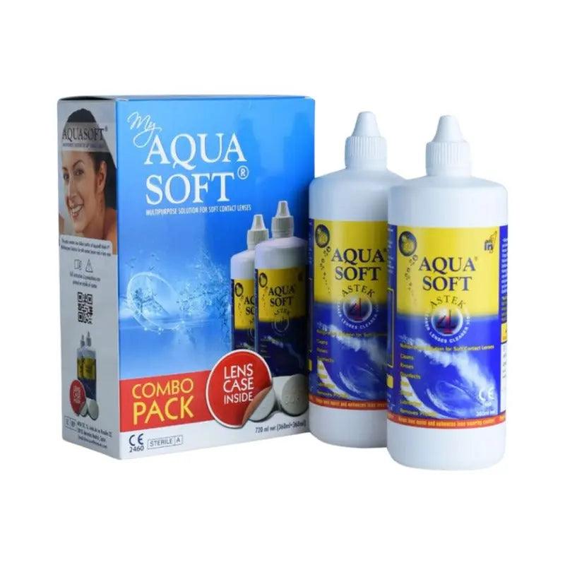 AQUASOFT COMBO PACK 360ML+360ML MULTIPURPOSE SOLUTION FOR SOFT CONTACT LENS 720 ML - Lensexpert