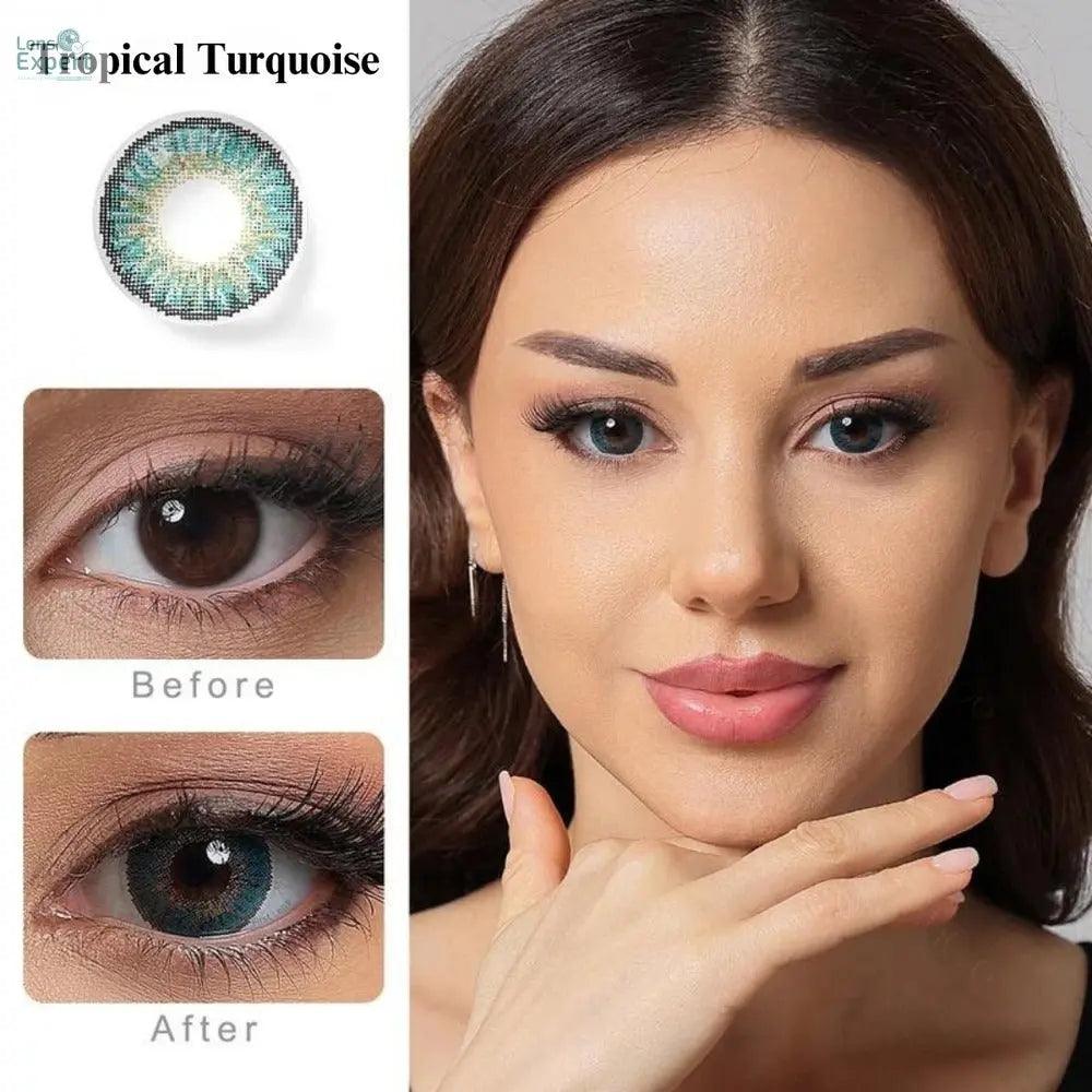 CELEBRATION COLORS | YEARLY COLOR CONTACT LENS (1 LENS PER BOTTLE) TROPICAL TURQUOISE - Lensexpert