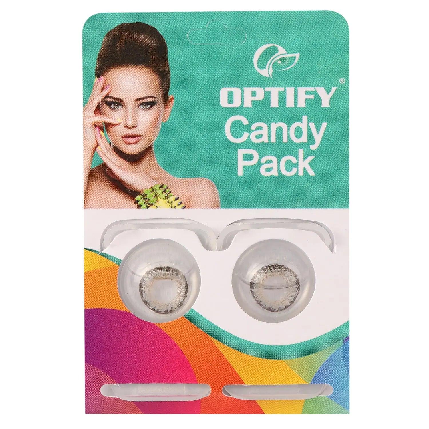 Optify Candy Pack Colored Contact Lenses (Zero Power,Mistry Gray) - Lensexpert